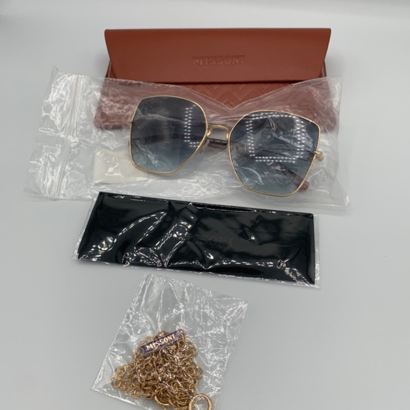Missoni Mis 0052/S Sunglasses Rose Gold/Blue lens with chain main image 8
